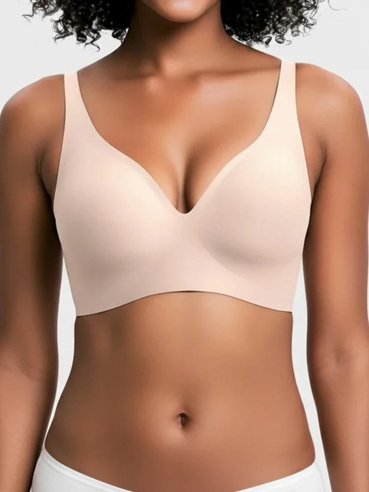 Jelly Wireless Seamless Deep-V Push-Up Bra