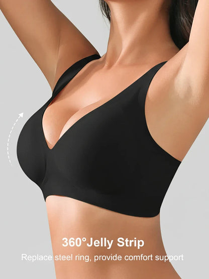 Jelly Wireless Seamless Deep-V Push-Up Bra